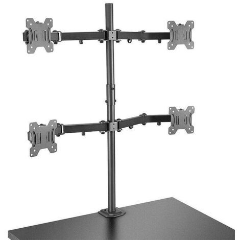 Lindy 40659 Soporte de Pantalla cuádruple con Poste y Abrazadera de Escritorio