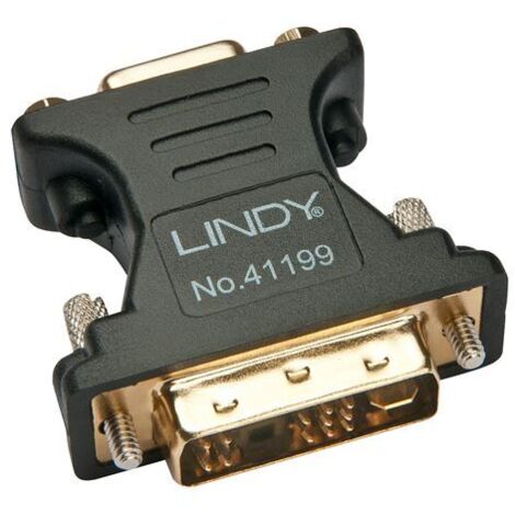 Lindy 41199 Adaptateur de câble VGA DVI-I Noir, Or - Adaptateur de câble (VGA, DVI-I, Femelle/Femelle, Noir, Or)
