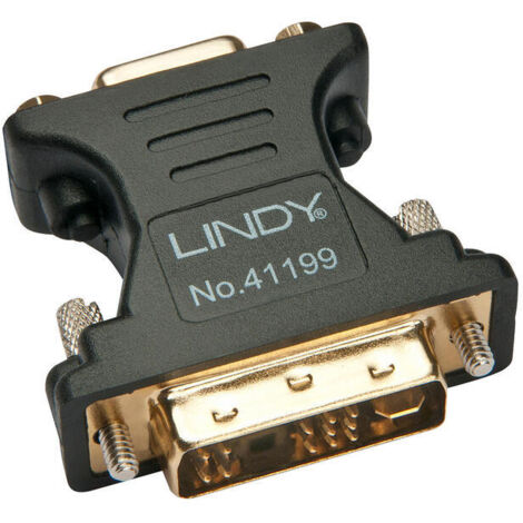 Lindy 41199 cambiador de género para cable VGA DVI-I Negro, Oro