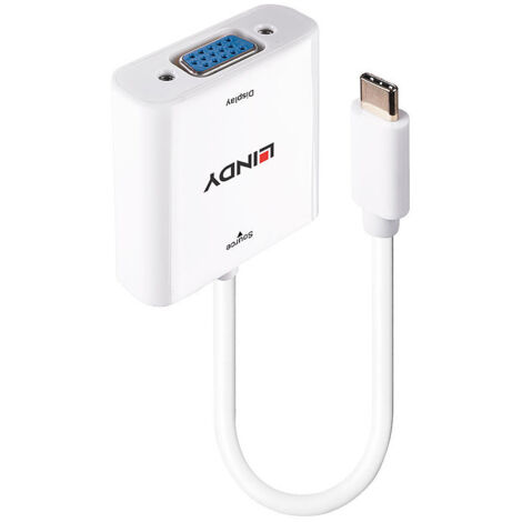 Lindy 43355 câble vidéo et adaptateur USB Type-C VGA (D-Sub) Blanc
