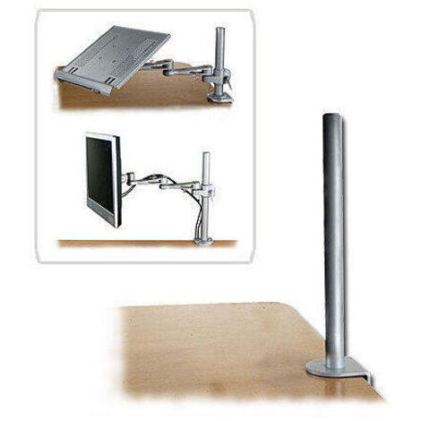 Lindy 450mm Poste Plateado con Abrazadera de Oficina Ergonómica