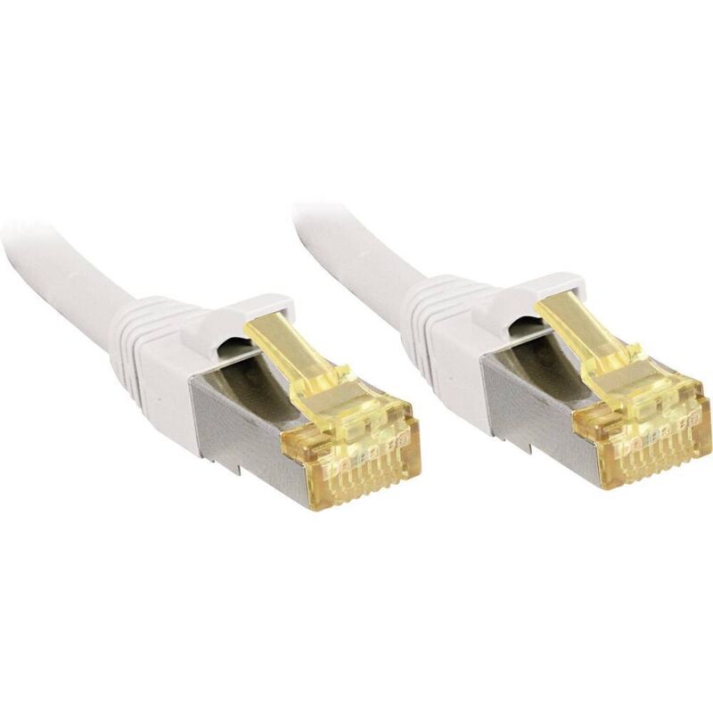 Lindy - 47326 RJ45 Câble réseau, câble patch cat 6a (câble brut cat 7) s/ftp 5.00 m blanc avec cliquet d'encastrement 1 pc(s) C236701