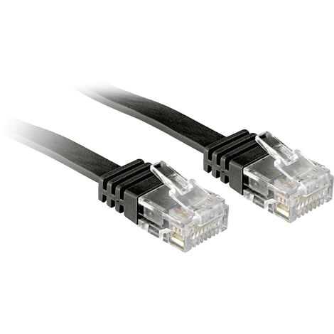 LINDY 47525 RJ45 Patchkabel CAT 6 U/UTP 10.00 m Schwarz mit Rastnasenschutz 1 St.