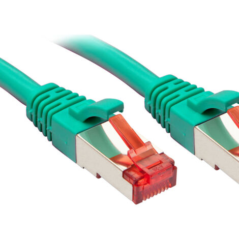 LINDY  47745 RJ45 Cavo di rete, cavo patch CAT 6 S/FTP 0.30 m Verde con protezione 1 pz.