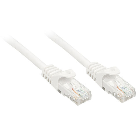 LINDY 48200 RJ45 Netzwerkkabel, Patchkabel CAT 6 U/UTP 0.30 m Weiß mit Rastnasenschutz 1 St.