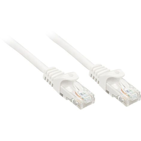 LINDY 48200 RJ45 Netzwerkkabel, Patchkabel CAT 6 U/UTP 0.30 m Weiß mit Rastnasenschutz 1 St.