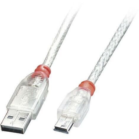 LINDY Câble USB USB 2.0 USB-A mâle, USB-Mini-B mâle 0.20 m transparent 41780 C169051