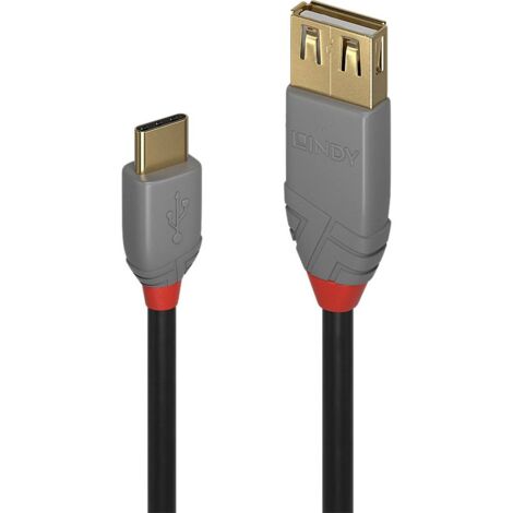 LINDY Câble USB USB 2.0 USB-C® mâle, USB-A femelle 0.15 m noir 36897