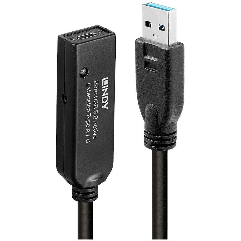 LINDY Câble USB USB 3.2 Gen1 (USB 3.0) USB-A mâle, USB-C® femelle 20.00 m noir 43375 V925973
