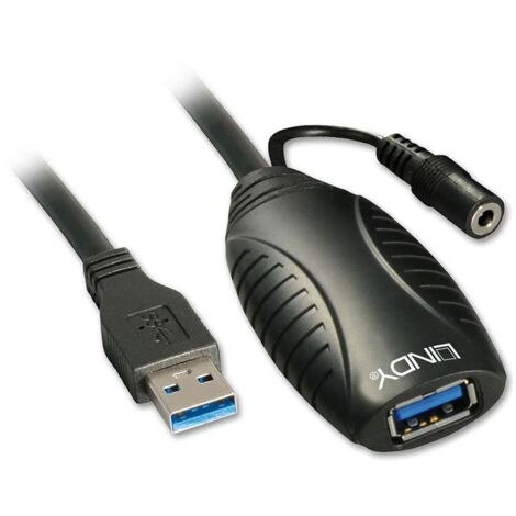 LINDY Câble USB USB 3.2 Gen1 USB-A mâle, USB-A femelle 10.00 m noir 43156