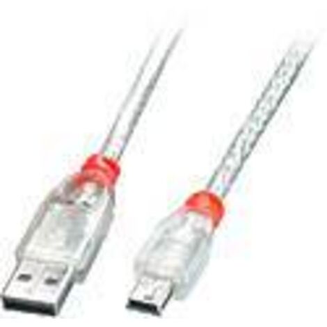 LINDY Câble USB USB-A mâle, USB-Mini-B mâle 3.00 m transparent 41784 R981321