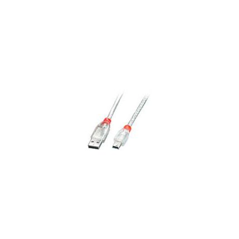 LINDY Câble USB USB-A mâle, USB-Mini-B mâle 3.00 m transparent 41784 R981321