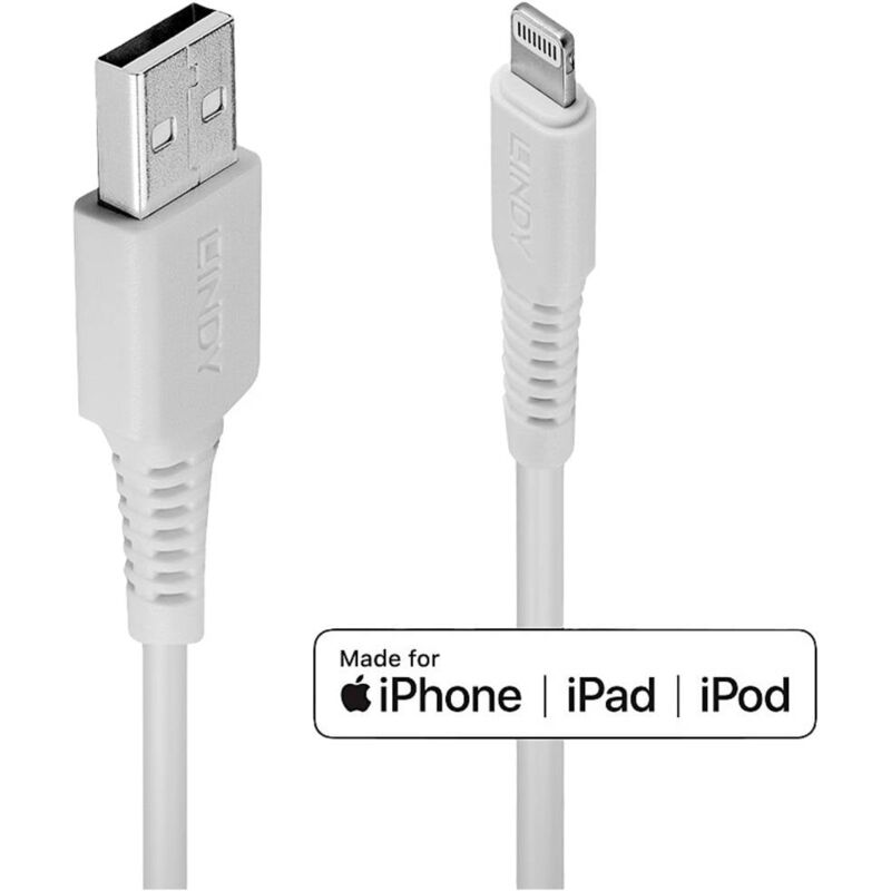 Image of Cavo usb usb 2.0 Spina usb-a, Connettore Apple Lightning 1.00 m Bianco 31326 - Lindy