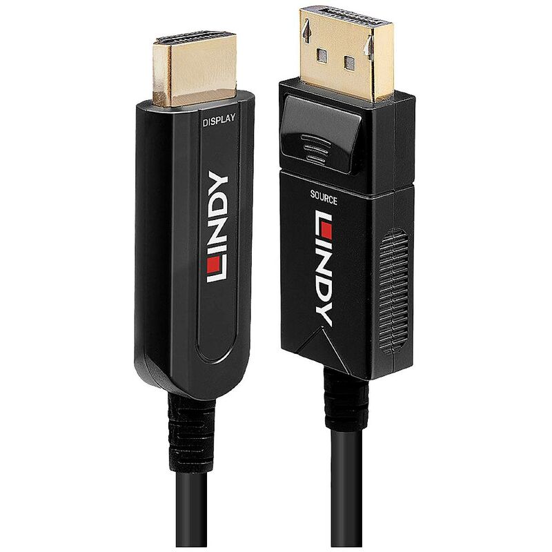 Lindy - Câble adaptateur DisplayPort / hdmi / fibre optique Fiche mâle DisplayPort, Fiche mâle hdmi-a 10.00 m noir 38490 hdmi ultra-HD (4k) Câble Di