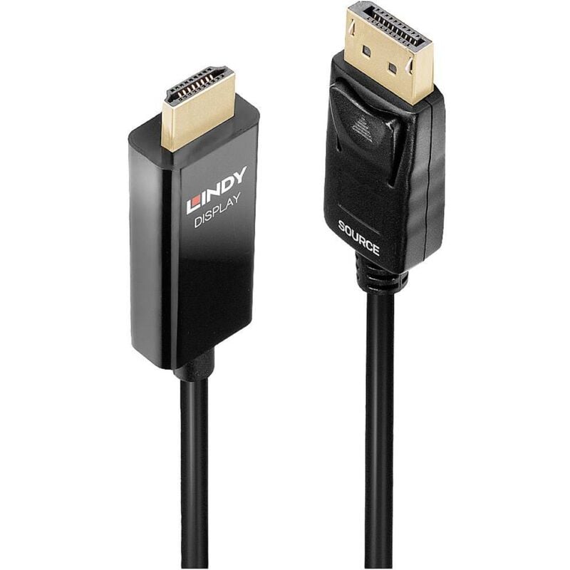 Câble de raccordement Lindy Fiche mâle DisplayPort, Fiche mâle hdmi-a 2.00 m noir 40926 Câble DisplayPort