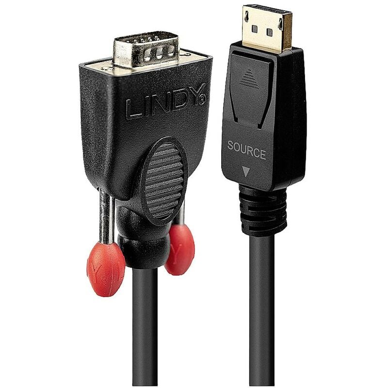 Câble de raccordement Lindy Fiche mâle vga 9 pôles, Fiche mâle DisplayPort 0.50 m noir 41940 Câble vga S210802
