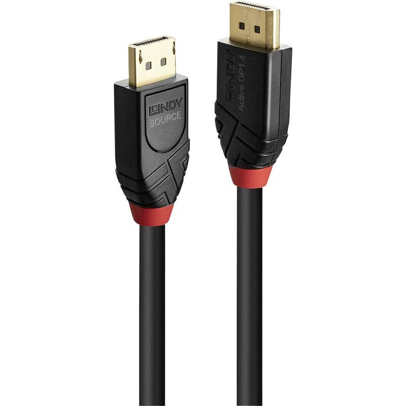 Câble de raccordement Lindy DisplayPort Fiche mâle DisplayPort, Fiche mâle DisplayPort 10.00 m noir 41169 contacts dorés Câble DisplayPort Y899572