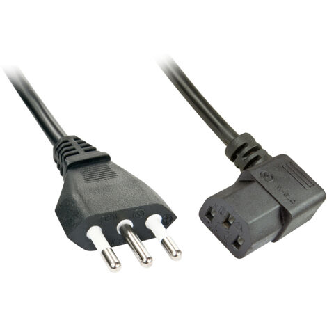 LINDY Strom Anschlusskabel [1x Italien-Stecker - 1x Kaltgeräte-Buchse C13] 2.00 m Schwarz