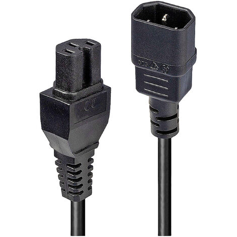 LINDY Strom Anschlusskabel [1x Kaltgeräte-Stecker C14 - 1x Kaltgeräte-Buchse C15] 2.00 m Schwarz