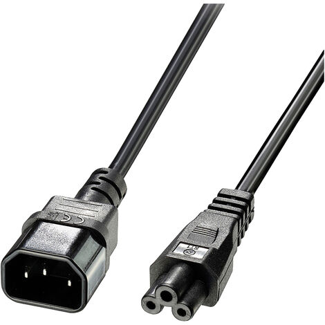 LINDY Strom Anschlusskabel [1x Kaltgeräte-Stecker C14 - 1x Kleeblatt-Buchse C5] 3.00 m Schwarz