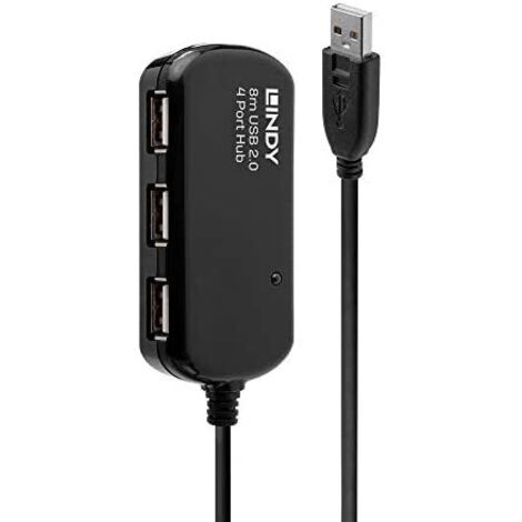 Lindy USB 2.0 Pro 4-Port Hub Node - Concentrator (480 Mbit/s, 8 m, Win ME, 2000, XP, Vista Mac OS Linux, USB 2.0/1.1, 1x USB-A M, 4X USB-A FM)