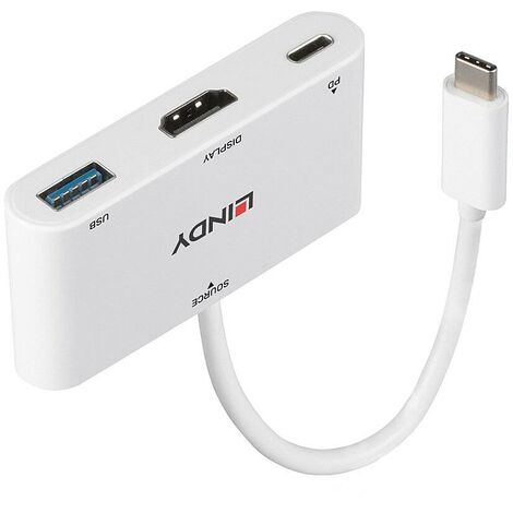 LINDY USB-C® Adaptateur [1x USB-C® mâle - 1x HDMI femelle, USB 3.0 femelle type A] 43340 0.18 m