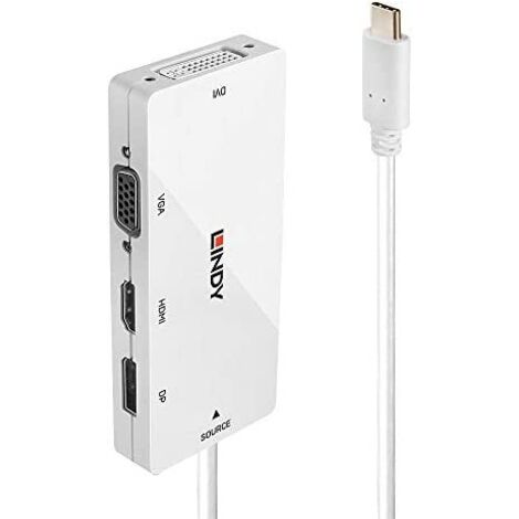 LINDY USB-C®, DisplayPort, VGA Convertisseur [1x USB-C® mâle - 1x DisplayPort femelle, DVI femelle 24+5 pôles, HDMI femelle, VGA femelle] 0.15 m S218662