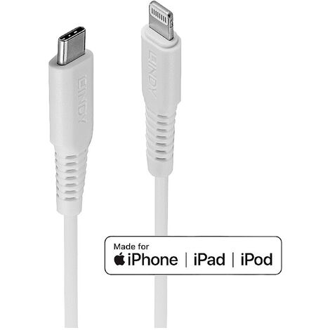 LINDY USB-Kabel  USB 2.0 Apple Lightning Stecker, USB-C® Stecker 0.50 m Weiß  31315