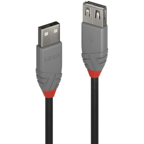 LINDY USB-Kabel  USB 2.0 USB-A Stecker, USB-A Buchse 1.00 m Schwarz, Grau  36702