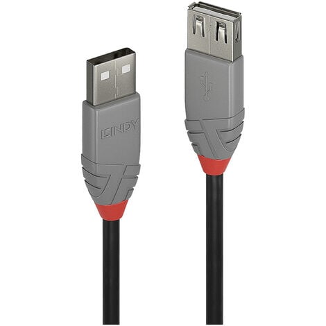 LINDY USB-Kabel USB 2.0 USB-A Stecker, USB-A Buchse 2.00 m Schwarz, Grau 36703