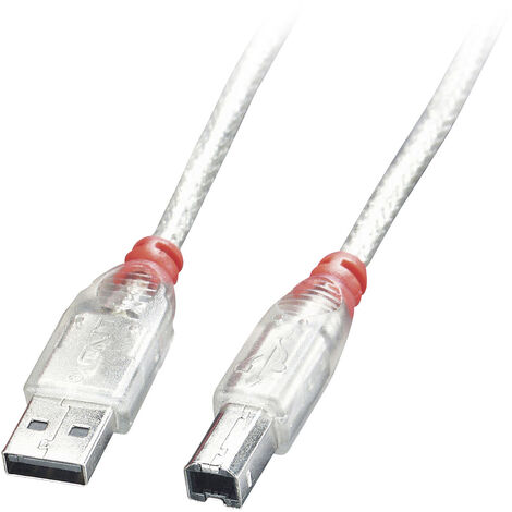 LINDY USB-Kabel  USB 2.0 USB-A Stecker, USB-B Stecker 0.20 m Transparent  41750