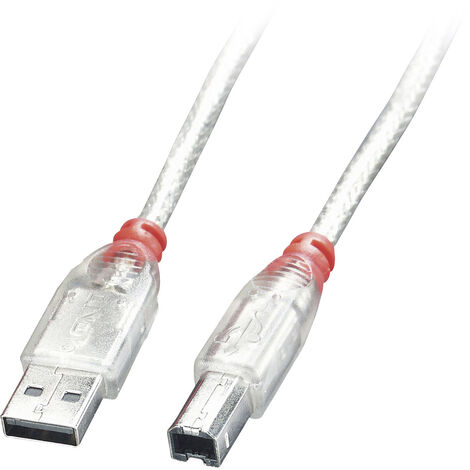 LINDY USB-Kabel  USB 2.0 USB-A Stecker, USB-B Stecker 0.50 m Transparent  41751