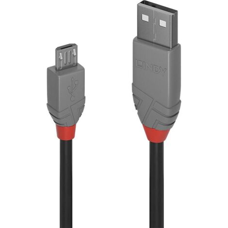 LINDY USB-Kabel USB 2.0 USB-A Stecker, USB-Micro-B Stecker 2.00 m Schwarz, Grau 36733