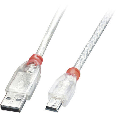 LINDY USB-Kabel  USB 2.0 USB-A Stecker, USB-Mini-B Stecker 0.50 m Transparent  41781