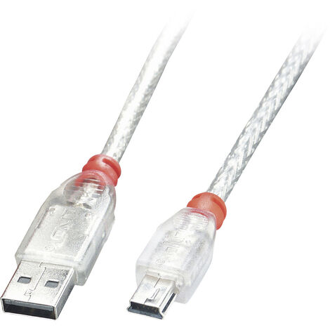 LINDY USB-Kabel  USB 2.0 USB-A Stecker, USB-Mini-B Stecker 1.00 m Transparent  41782