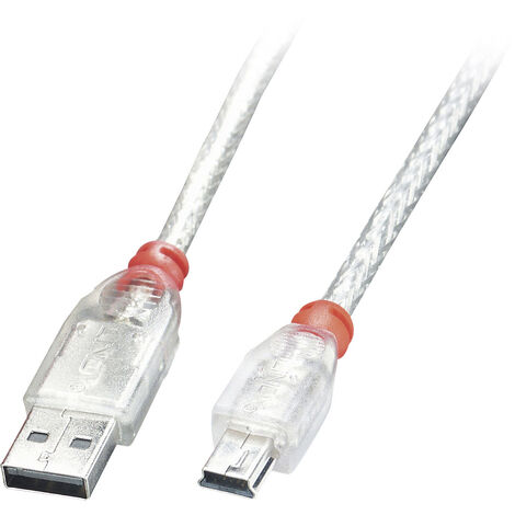 LINDY USB-Kabel  USB 2.0 USB-A Stecker, USB-Mini-B Stecker 2.00 m Transparent  41783