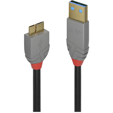 LINDY USB-Kabel  USB 3.2 Gen1 (USB 3.0 / USB 3.1 Gen1) USB-A Stecker, USB-Micro-B 3.0 Stecker 1.00 m