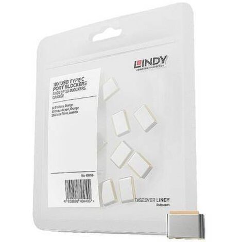 LINDY USB Type C port blockers, orange, 10 pieces