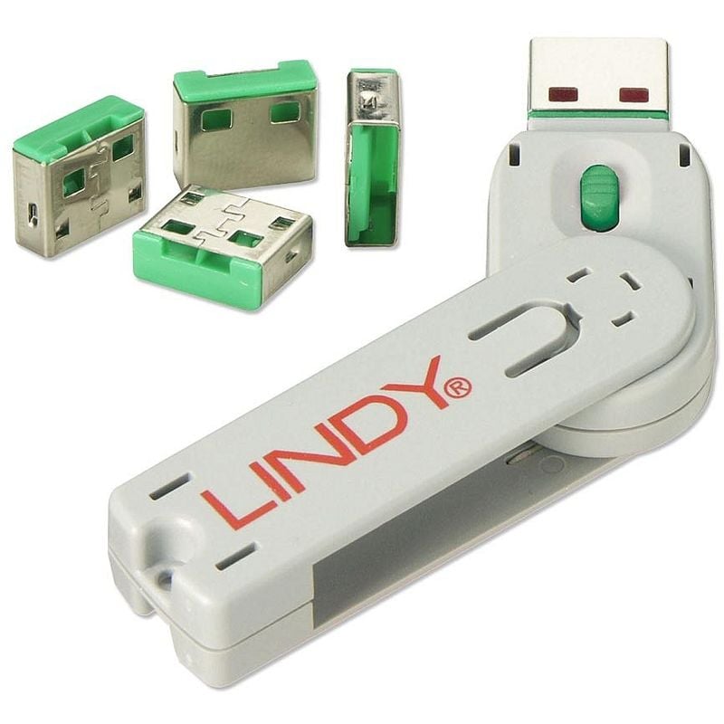 Clé usb & 4 verrous usb, vert Lindy 40451