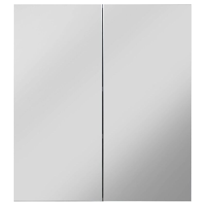 Line Armoire de toilette murale avec miroir, 2 portes, en argent fumé, miroir en verre