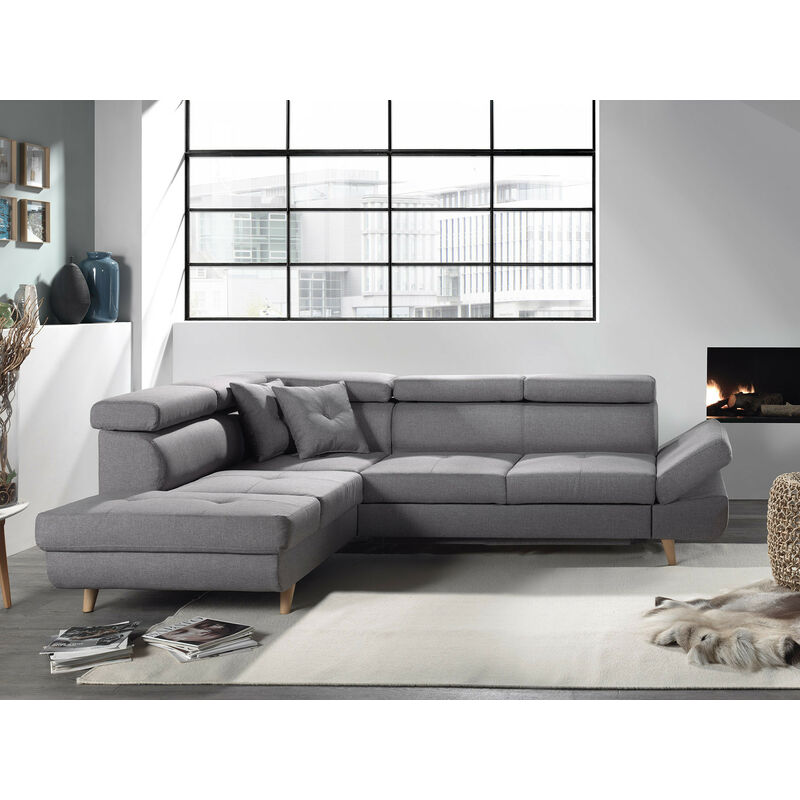 Canapé d'angle Gris Tissu Moderne Confort