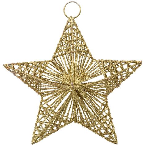 Linea di sospensione a stella in metallo dorato 15 cm - Feeric lights & christmas