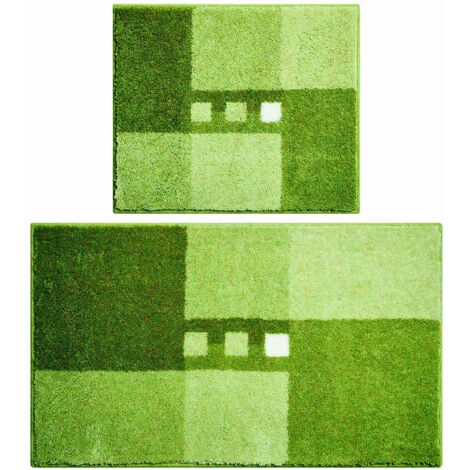 Linea Due Tappetino da Bagno 3D, Ultra Morbido e Assorbente, Antiscivolo, 5 Anni di Garanzia, MERKUR, Set da 2 Pezzi 40x50+50x80 cm, Verde