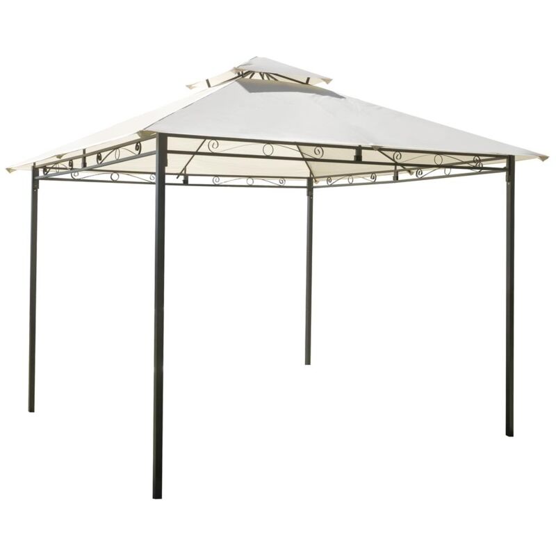 Gazebo Quadrato In Ferro Antracite, Copertura Poliestere Ecru, 3x3 ...