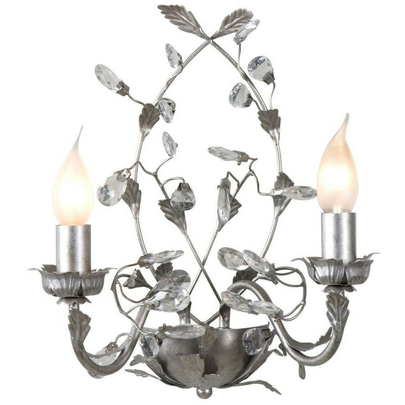 Image of Linea Verdace Lighting - Linea Verdace Chelange Applique a 2 luci a candela argento spazzolato