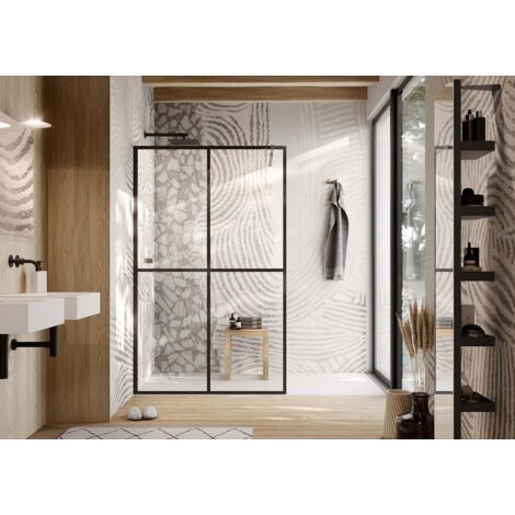 Lineabeta - Paroi de douche à l'italienne 4 panneaux Toki noir