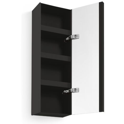 Lineabeta - Pensile con anta a specchio Ciacole nero 25x80 cm