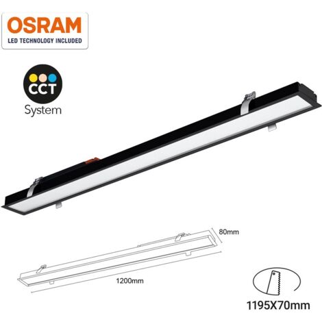 Linéaire LED encastrable CCT 40W UGR19 Puces Osram CHIP - Noir