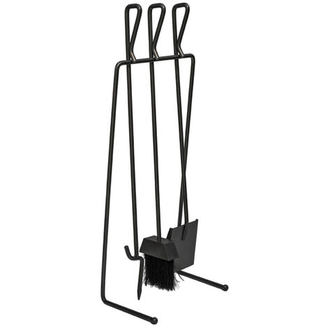 Linear Fireside Companion Set - Iron - L19 x W27 x H73 cm - Black