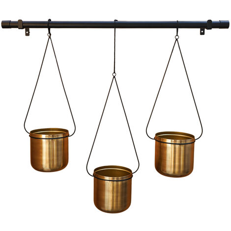 Linear Hanging Planters - Metal - L20 x W81 x H90 cm - Black/Gold